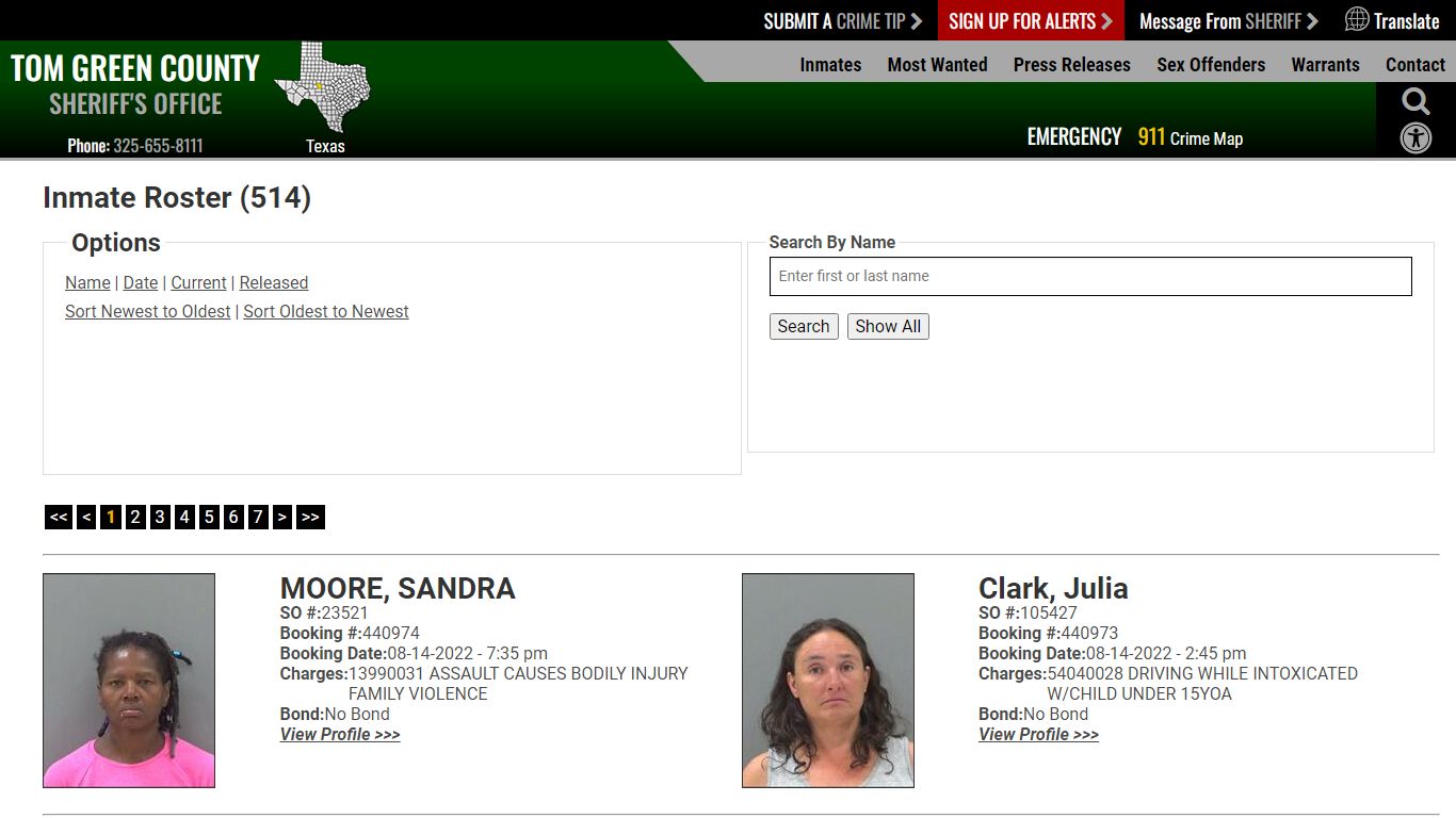 Inmate Roster - Current Inmates Booking Date Descending ...
