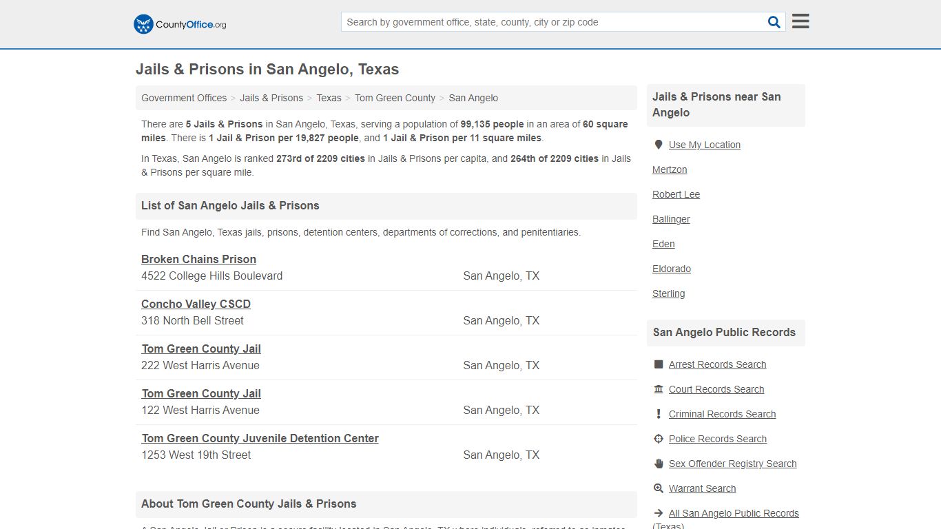 Jails & Prisons - San Angelo, TX (Inmate Rosters & Records)