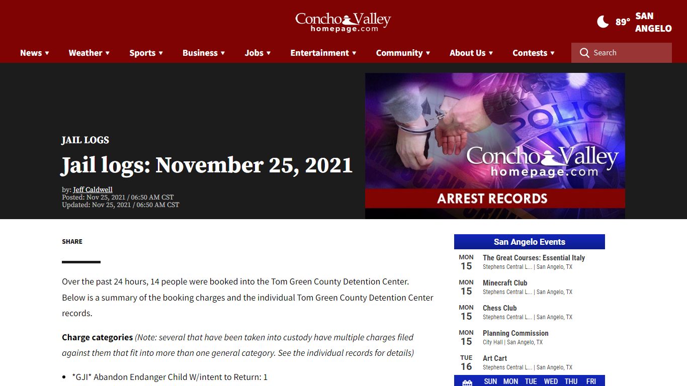 Jail logs: November 25, 2021 | ConchoValleyHomepage.com